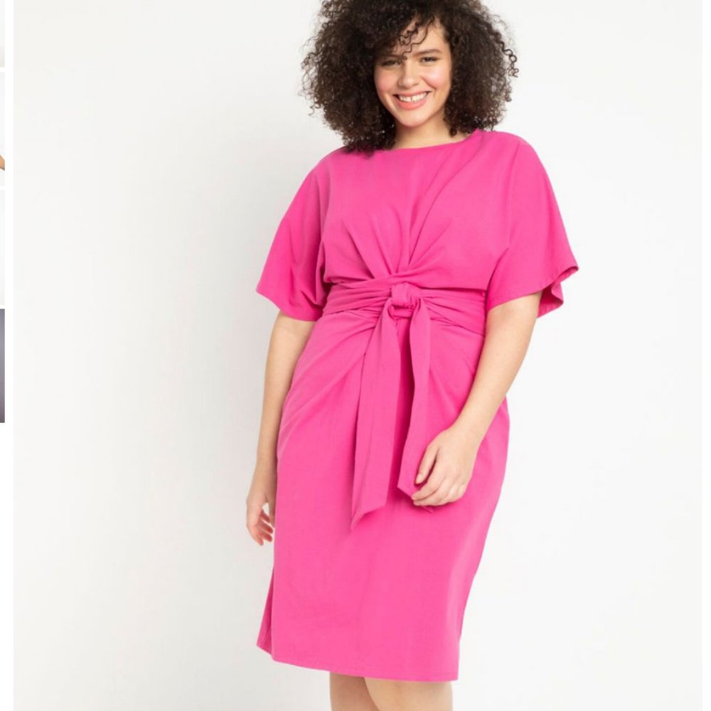 Eloquii pink cross front dress